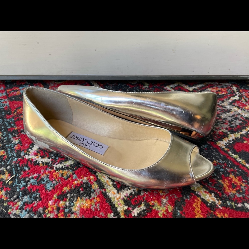 Jimmy Choo Open Toe Silver Flats - image 7